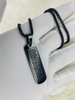 Silver Islamic Necklace with Intricate Arabic Engraving" - Image 2